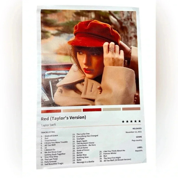 Taylor Swift - Red (Taylor’s Version) - Canvas Poster 🎤 - Picture 1 of 1